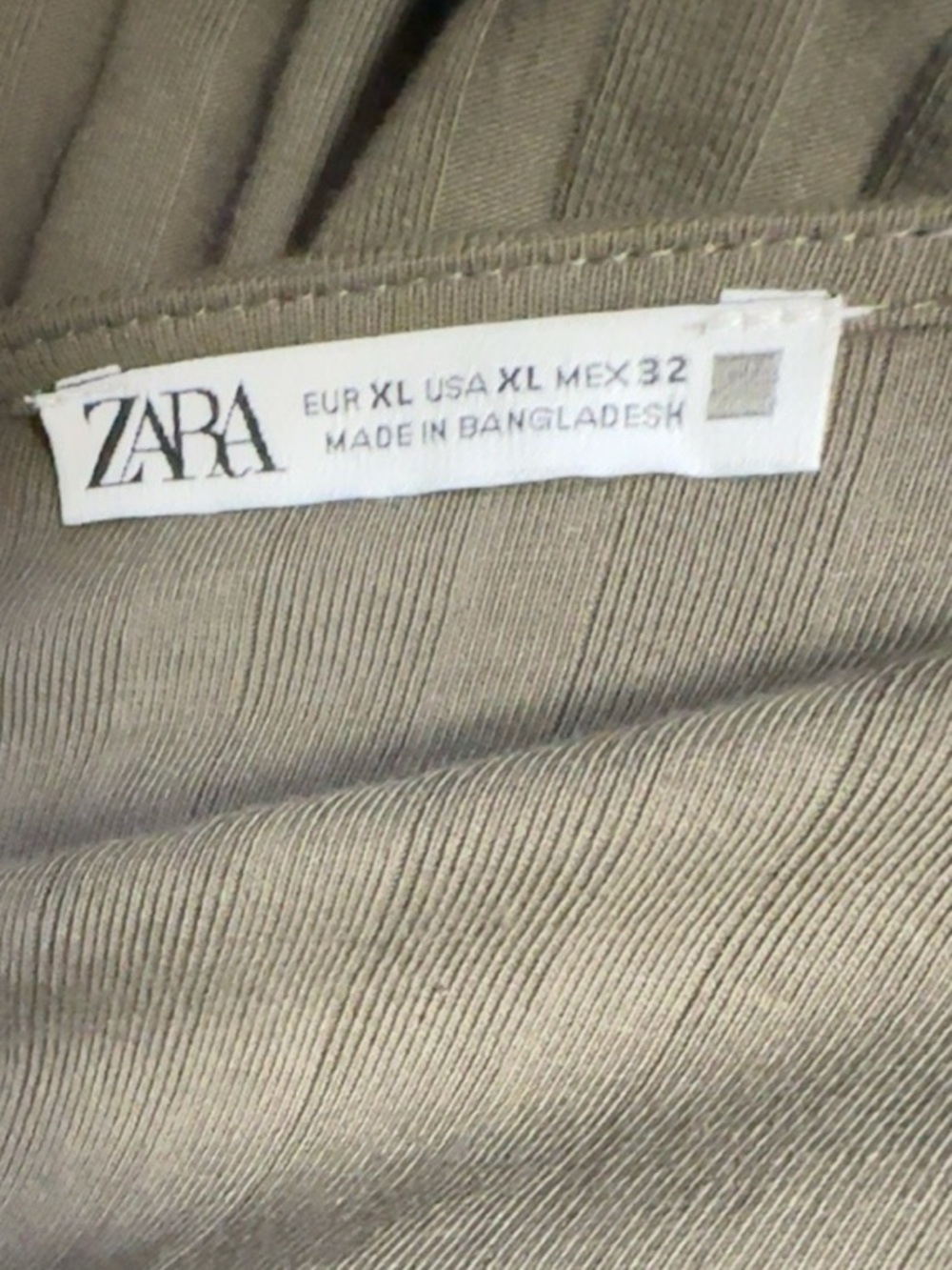 ZARA Olive Ribbed Maxi Slip Dress XL Cotton Stretch Minimalist Chic - Picture 7 of 9